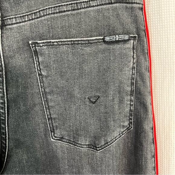 Hudson Zoeey High Rise Black Jeans Red Side Stripe Women’s Size 27 Ankle Denim - Picture 7 of 10
